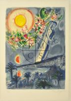 FIANCES IN THE SKY AT NICE BY MARC CHAGALL