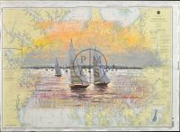UNTITLED MIXED MEDIA ON MAP OF CHESAPEAKE BAY BY KERRY HALLAM