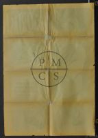 Verso image prior to conservation shows heavy tape applied to all fold lines and significant paper patches (held in place by tape) at top fold line intersection and along upper, vertical fold line. These patched obscure paper losses in these areas.