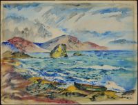 Watercolor Ocean Scene by Burliuk