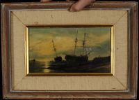 Oil Painting Boats by Shore