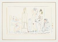 Man at Easel Painting Nude Woman