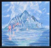 Pink Figure in Front of Blue Mountain