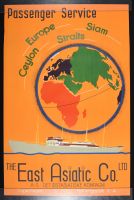 The East Asiatic Co. Passenger Service Orange Globe over Boat