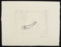 Minotaur and Woman behind a Curtain