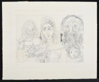 Peintre avec couple et enfant