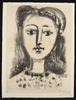 Tete De Feme Aux Cheveux Flous