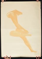 Woman putting on swim shoes #3