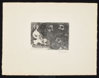 Seated Nude and Three Studies of a Head