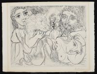 Minotaur, Drinking Sculpture, and the Three Models (Vollard Suite)